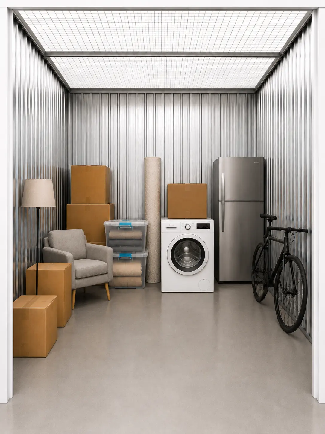 Interior de un trastero L de hasta 4,5 m² para muebles, electrodomésticos y una mudanza