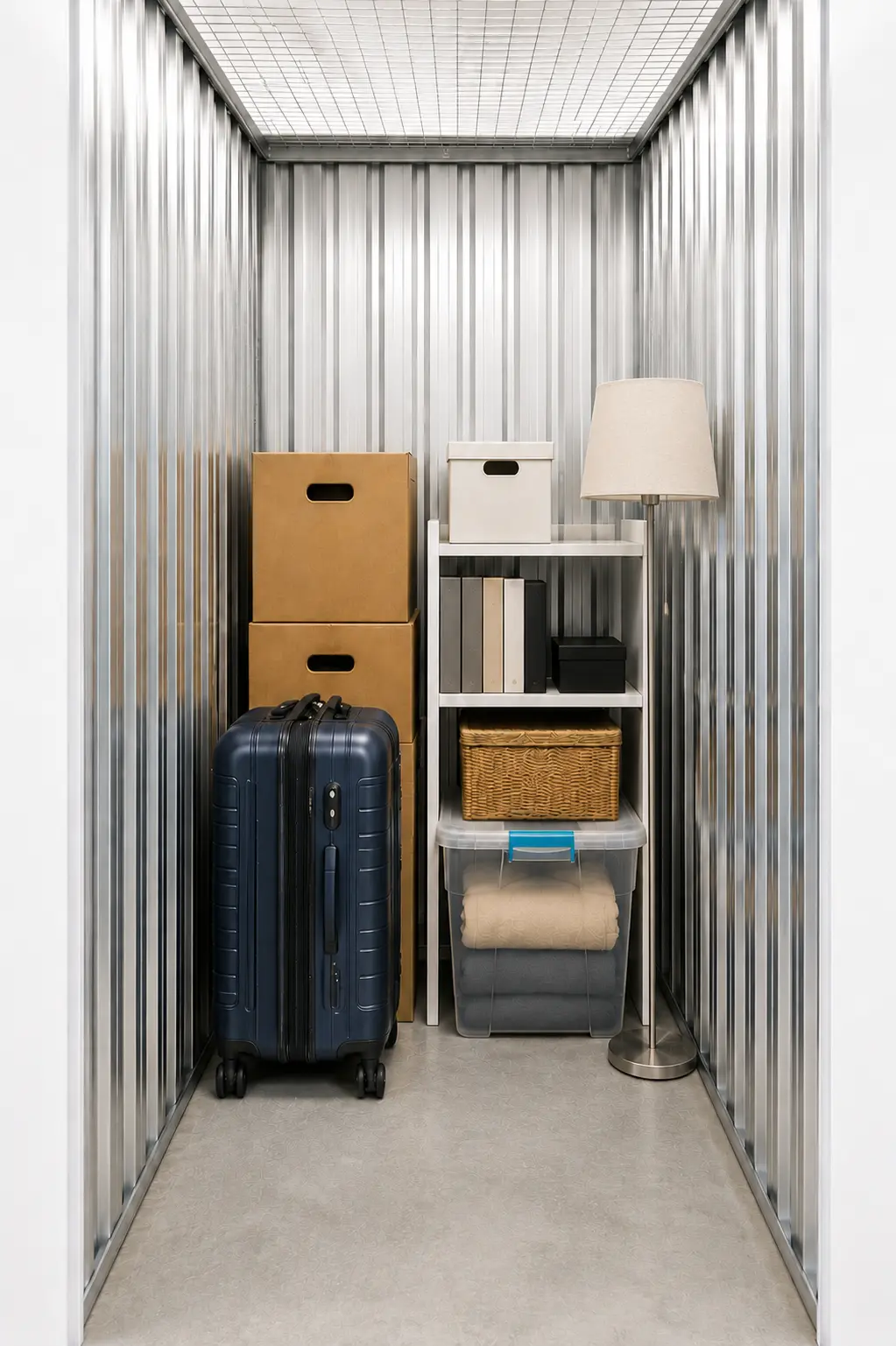 Interior de un trastero S de hasta 2,5 m² para cajas, maletas y objetos de temporada