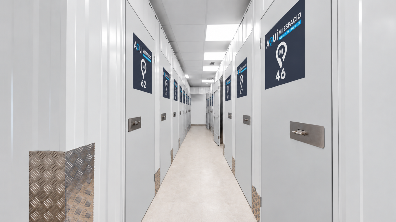 Interior de un centro de alquiler de trasteros Aquí Mi Espacio
